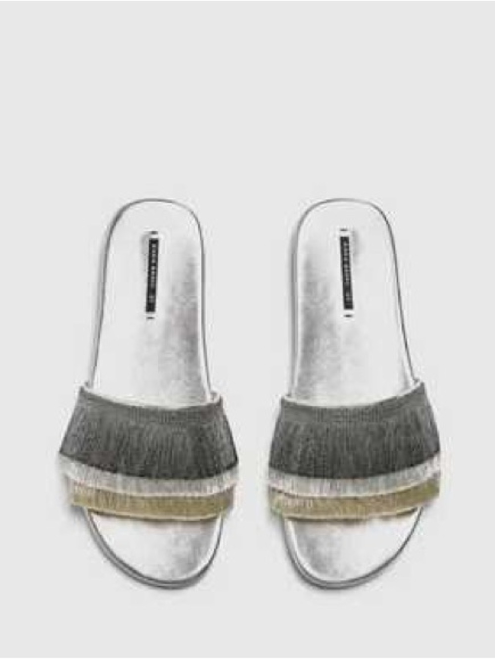 Zara Basic Metallic Fringe Summer Slide Sandals 37 - Picture 1 of 8